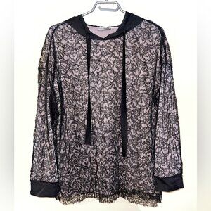 Zara Black Lace Hoodie Women Size S US